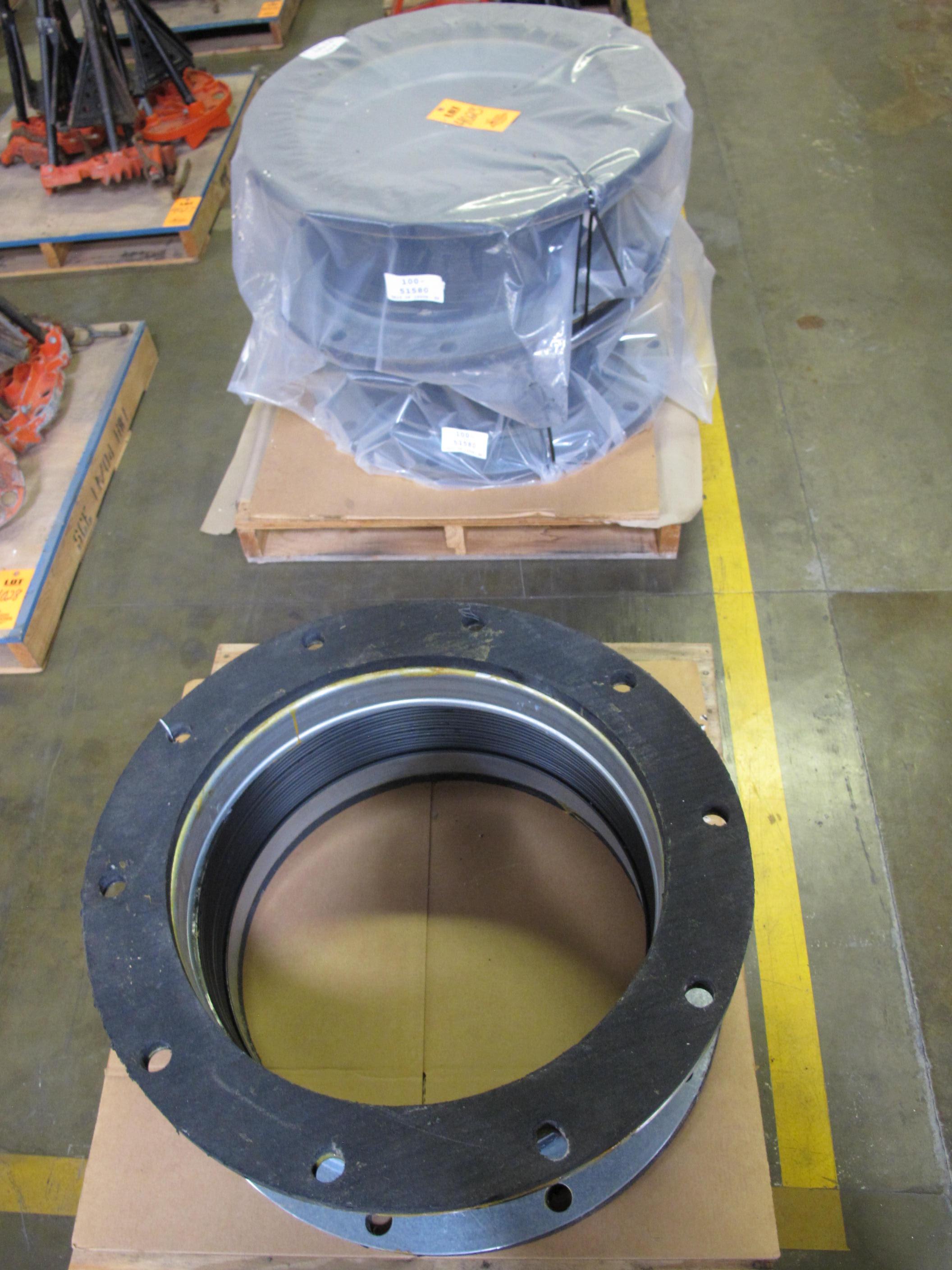 (3) SPOOLS OF HOSE, FLEXIBLE KIND, 24" ID, 32" OD (FLANGE) X 30" OAL NOMINAL SIZE, FLANGED, 10-BOLT, 1-3/8" HOLES CONNECTIONS. LOADING & HANDLING FEE $15-4023